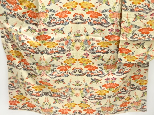  本場琉球紅型流水に花鳥模様振袖